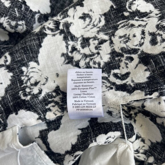 Everlane The Linen A-Line Midi Dress Black & White Floral Size M - Picture 9 of 9